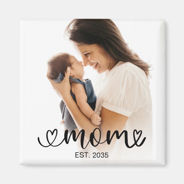 Mom Established Photo Gift Magnet (Front)
