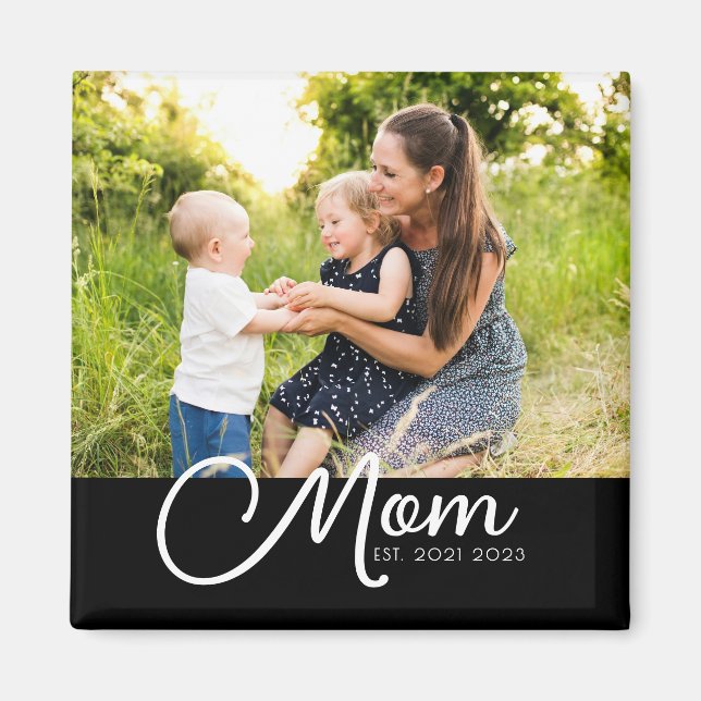 Mom Established Photo Gift Magnet (Front)