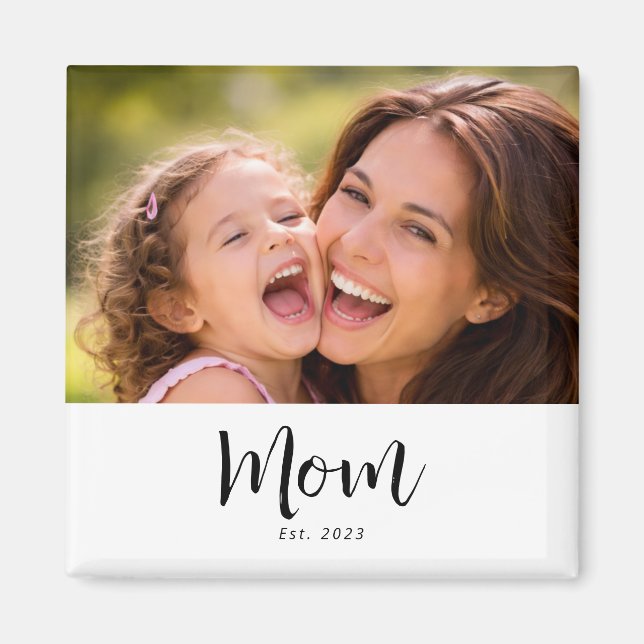 Mom Established Photo Gift Magnet (Front)