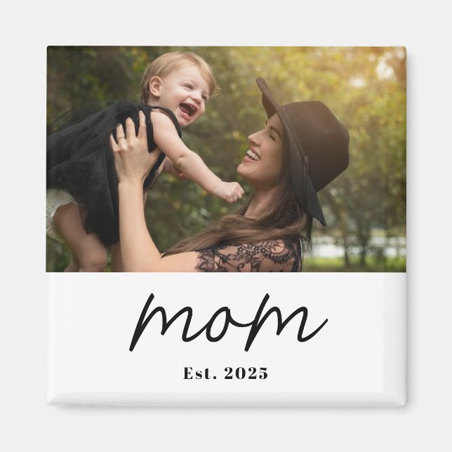 Mom Established Photo Gift Magnet (Front)