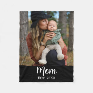 Mom Established Photo Mother's Day Fleece Blanket