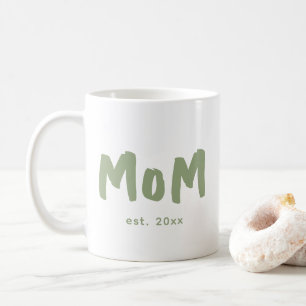 Mom Established Sage Green Typography New Mom Coffee Mug