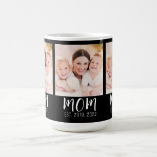 Mom Established Script Black 3 Photo Coffee Mug