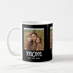 Mom Established Script Black 3 Photo Coffee Mug