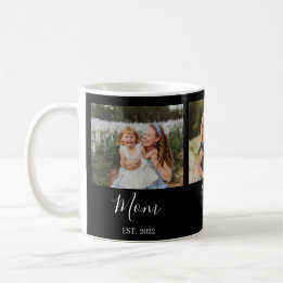 Mom Established Script Black 3 Photo Coffee Mug