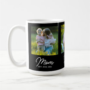 Mom Established Script Black 3 Photo Coffee Mug