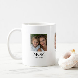 Mom Established Script Black 3 Photo Coffee Mug