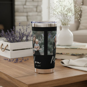 Mom Established Script Black 3 Photo Insulated Tumbler