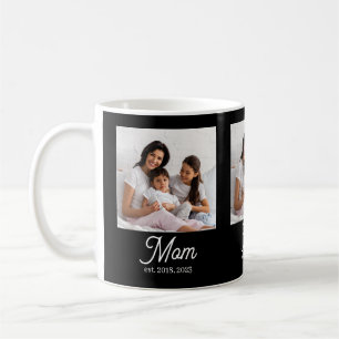 Mom Established Script Black Photo Coffee Mug