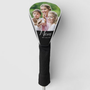 Mom Established Script Black Photo Golf Head Cover