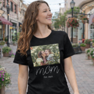 Mom Established Script Black Photo Tri-Blend Shirt