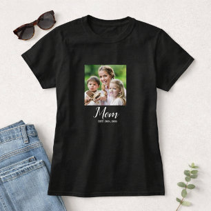Mom Established Script Photo T-Shirt