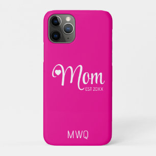 Mom Established Simple Script Mothers Pink iPhone 11 Pro Case