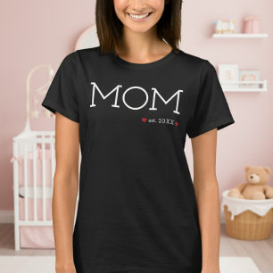 Mom Established Two Hearts Black Minimal T-Shirt