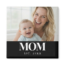 MOM Established White Typography Photo Gift