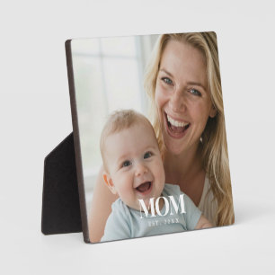 MOM Established White Typography Photo Gift Plaque
