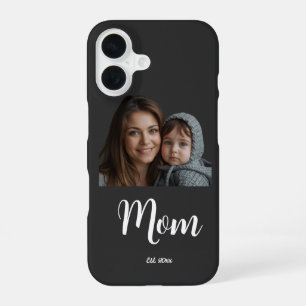 Mom Established Year Black Modern Script iPhone 16 Case