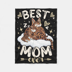 Mom Ever, Bengal Cat 2 Kittens, Mother's Day, Moth Fleece Blanket