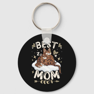 Mom Ever, Bengal Cat 2 Kittens, Mother's Day, Moth Key Ring