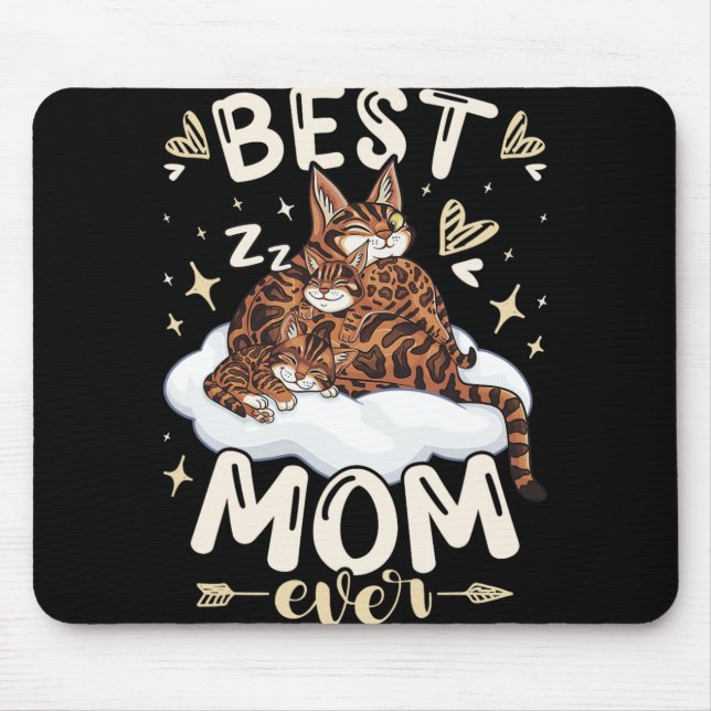 Mom Ever, Bengal Cat 2 Kittens, Mother's Day, Moth Mouse Mat (Front)