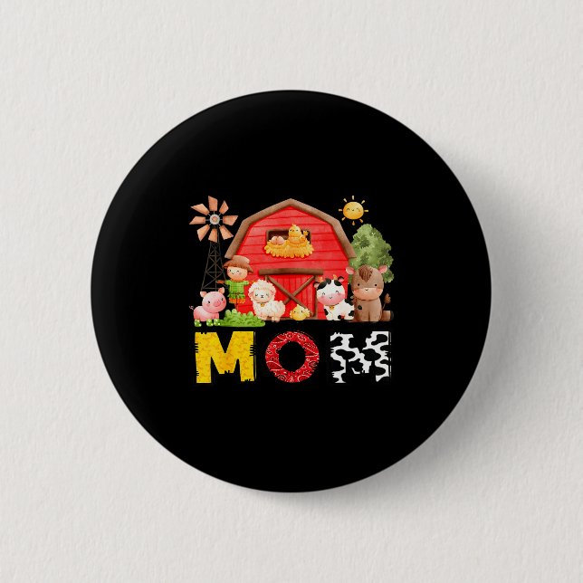 Mom Farm Cow Birthday Boy Matching Family Matching 6 Cm Round Badge (Front)