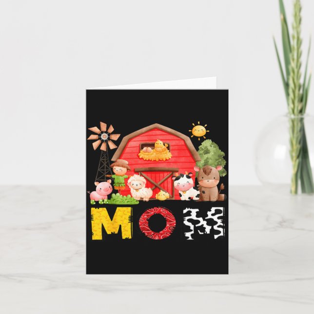 Mom Farm Cow Birthday Boy Matching Family Matching Card (Front)