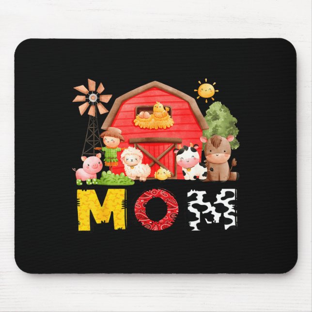 Mom Farm Cow Birthday Boy Matching Family Matching Mouse Mat (Front)