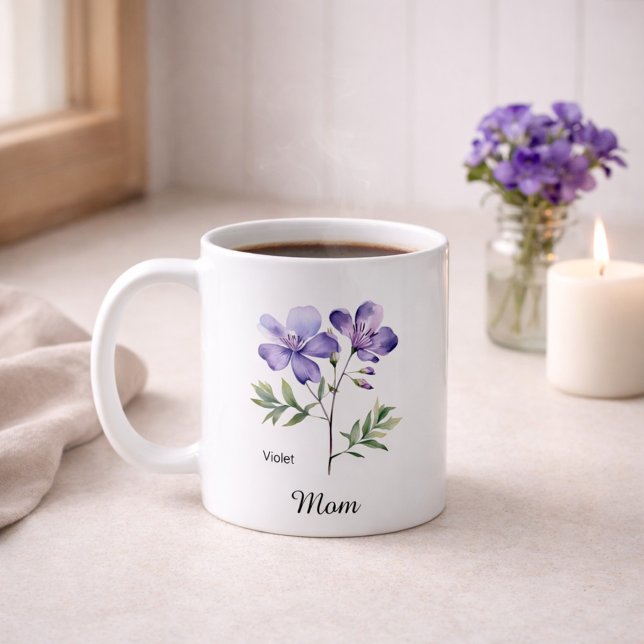 Mom February Birth Flower Coffee Mug (Creator Uploaded)