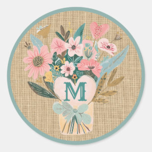 Mom Flower Bouquet Classic Round Sticker