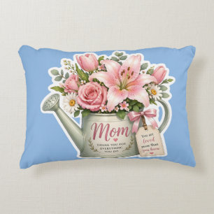 Mom Flower Watering Can Decorative Cushion