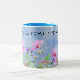 "MOM" flowers coffee two toned mug. Two-Tone Coffee Mug