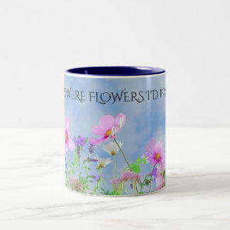 "MOM" flowers coffee two toned mug. Two-Tone Coffee Mug