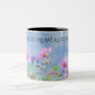 "MOM" flowers coffee two toned mug. Two-Tone Coffee Mug