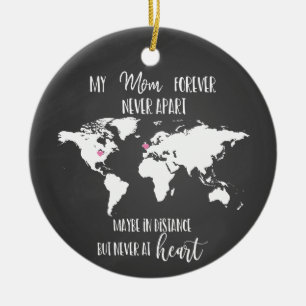 mom forever never apart long distance gift world ceramic tree decoration