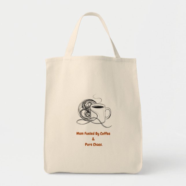 Mom Fueled By Coffee & Pure Chaos T-Shirt | Funny  Tote Bag (Front)