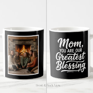 Mom Greatest Blessing Custom 1 Photo Simple Black Coffee Mug