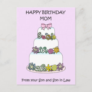 Mom Happy Birthday from Son and Son in Law Postcard