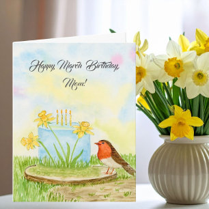 Mom Happy March Birthday Daffodils Card