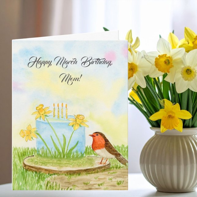 Mom Happy March Birthday Daffodils Card (Creator Uploaded)
