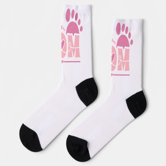 MOM Heart Footprint Socks (Left)