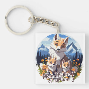 Mom: Heart of our family Key Ring