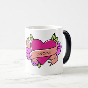 MOM Heart Tattoo Floral Pink Green Cool Magic Mug