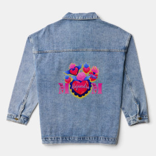 'MOM' - Hearts of Mama Editable Mexican Art Denim Jacket
