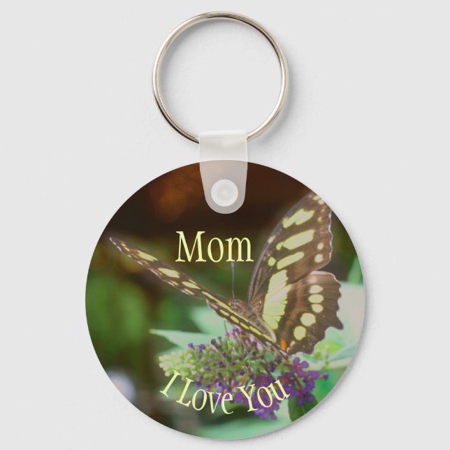 Mom I Love You Butterfly  Key Ring (Front)