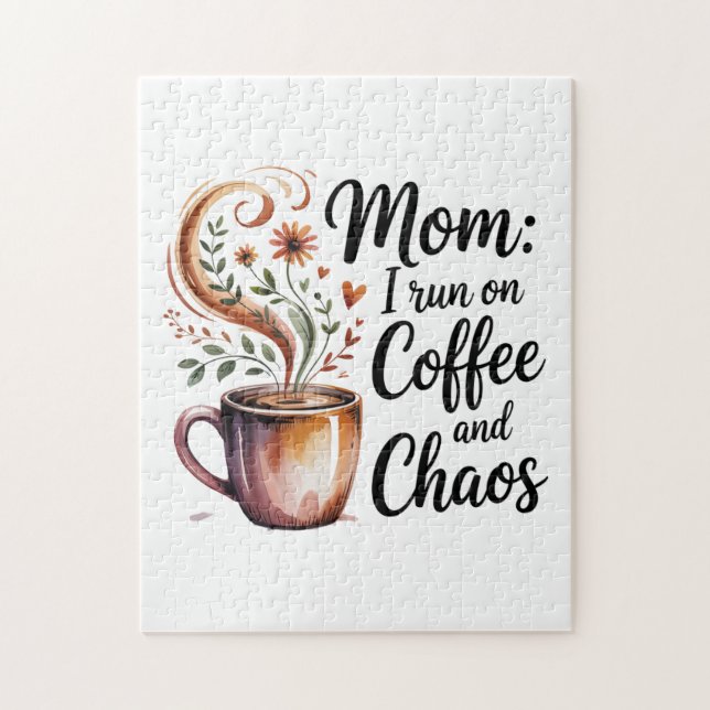 Mom I Run On Coffee And Chaos Jigsaw Puzzle (Vertical)