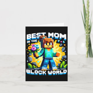 Mom in the block world pixel gaming mother day card