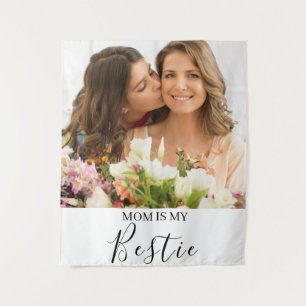 Mom Is My Bestie Personalized Names Photo Tapestry