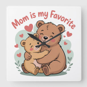 Mom Is My Favorite Square Wall Clock