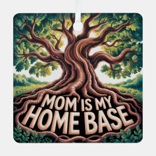 Mom Is My Home Base Metal Tree Decoration