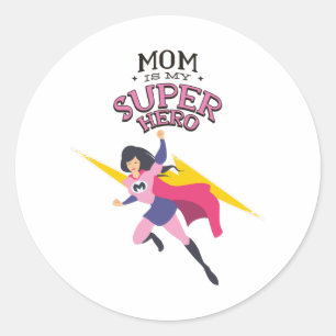 Mom is my superhero classic round sticker